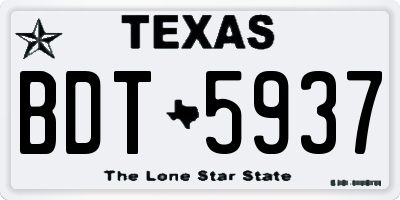 TX license plate BDT5937