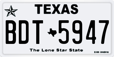 TX license plate BDT5947