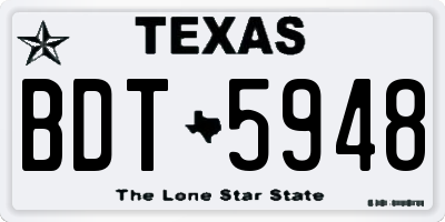 TX license plate BDT5948