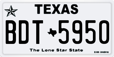 TX license plate BDT5950