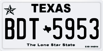 TX license plate BDT5953