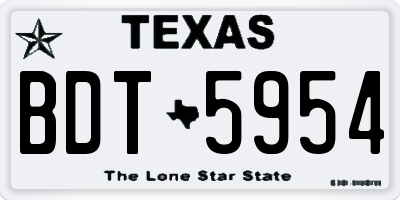 TX license plate BDT5954
