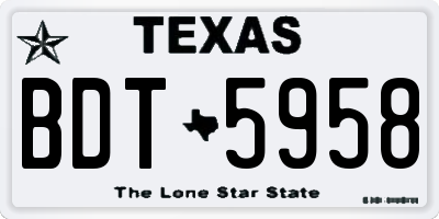 TX license plate BDT5958