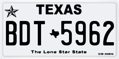 TX license plate BDT5962