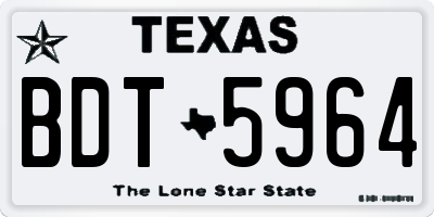 TX license plate BDT5964