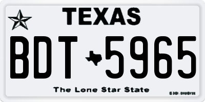 TX license plate BDT5965