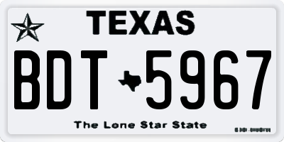 TX license plate BDT5967