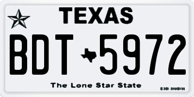 TX license plate BDT5972