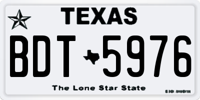 TX license plate BDT5976