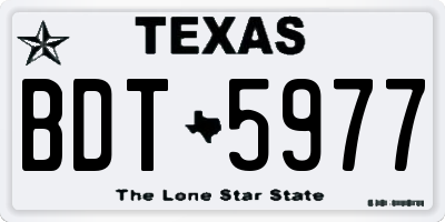 TX license plate BDT5977