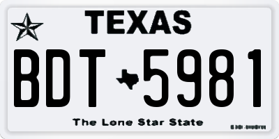 TX license plate BDT5981