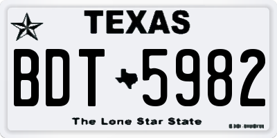 TX license plate BDT5982