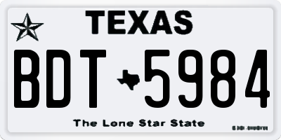 TX license plate BDT5984