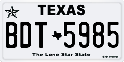 TX license plate BDT5985