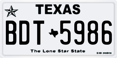 TX license plate BDT5986