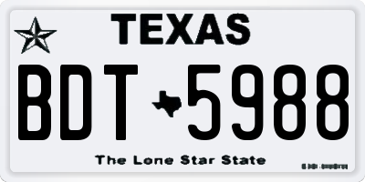 TX license plate BDT5988