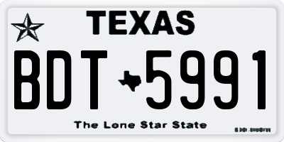 TX license plate BDT5991