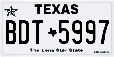 TX license plate BDT5997