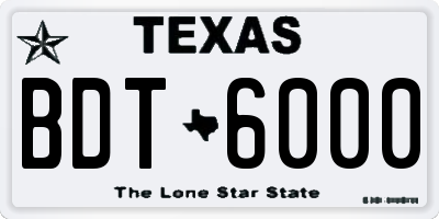 TX license plate BDT6000