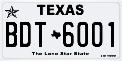 TX license plate BDT6001