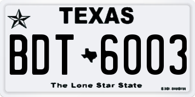 TX license plate BDT6003