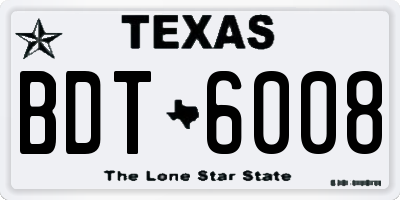 TX license plate BDT6008