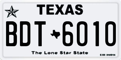 TX license plate BDT6010