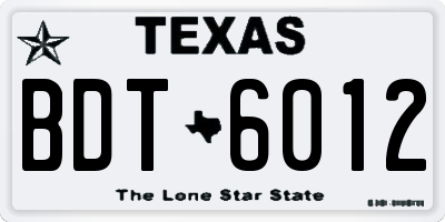 TX license plate BDT6012