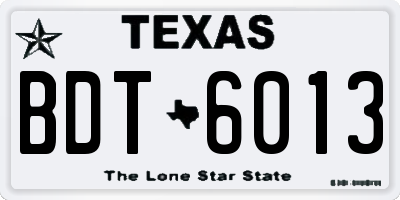 TX license plate BDT6013