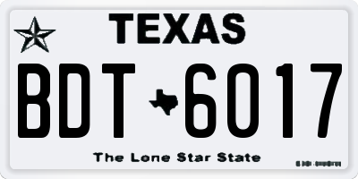 TX license plate BDT6017