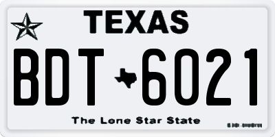 TX license plate BDT6021