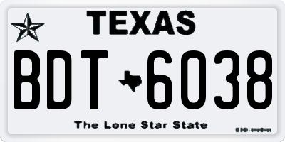 TX license plate BDT6038