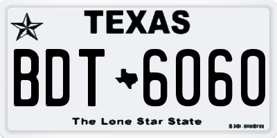 TX license plate BDT6060