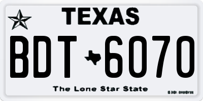 TX license plate BDT6070