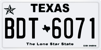 TX license plate BDT6071