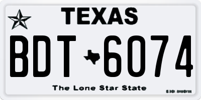 TX license plate BDT6074