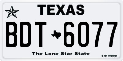 TX license plate BDT6077