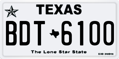 TX license plate BDT6100