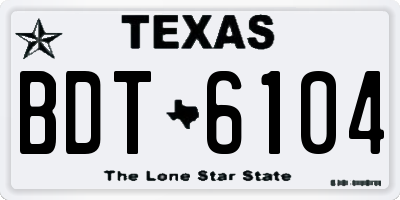 TX license plate BDT6104