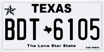 TX license plate BDT6105