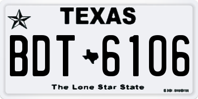 TX license plate BDT6106
