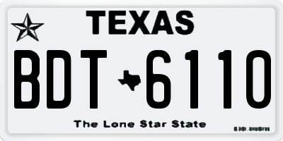 TX license plate BDT6110