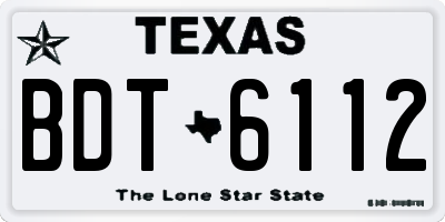 TX license plate BDT6112