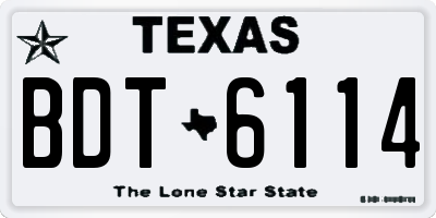 TX license plate BDT6114