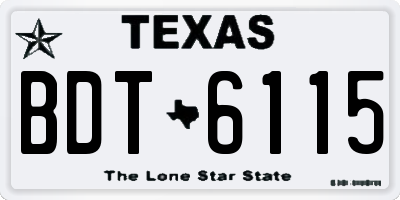TX license plate BDT6115