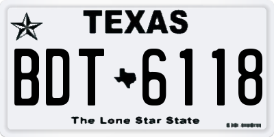 TX license plate BDT6118