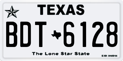TX license plate BDT6128