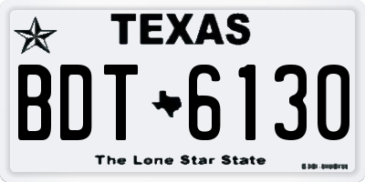 TX license plate BDT6130