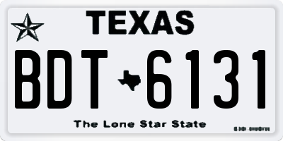 TX license plate BDT6131