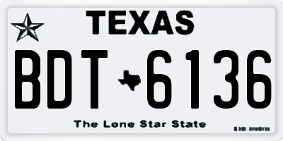 TX license plate BDT6136